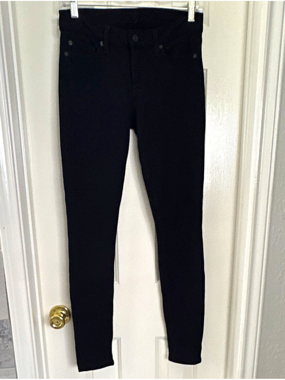 7 For All Mankind Black Mid Rise Ankle Leggings 25 Pockets Stretch